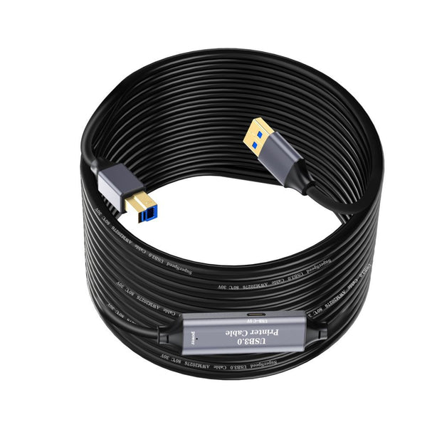 NÖRDIC USB 3.0 Active Printer Cable - 5m USB A to USB B 3.0 Compatible with printer, conference camera, docking station, hard drive and more
