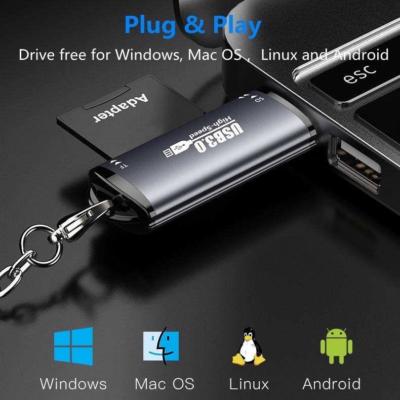NÖRDIC USB-A 3.0 Kortläsare 2 Slot SD, MicroSD UHS-I
