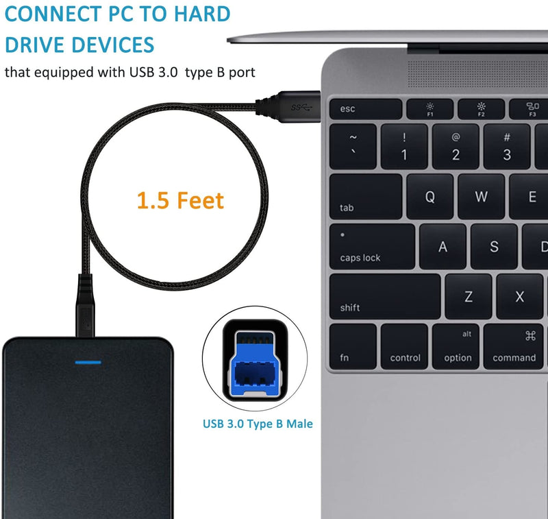 NÖRDIC USB 3.1 cable USB C to USB B 5Gbps 2m USB printer cable