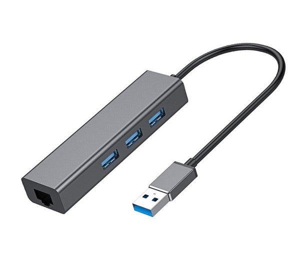 NÖRDIC USB3.1 to Ethernet Giga network adapter with 3xUSB3.1 hub, Space Gray Aluminum