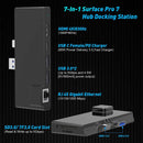 NÖRDIC USB 7-Port docking station for MicroSoft Surface Pro7 1xHDMI4k30Hz 2xUSB-A 5Gbps 1xUSB-C PD87W 1xRJ45 LAN and 1xTF and 1xSD