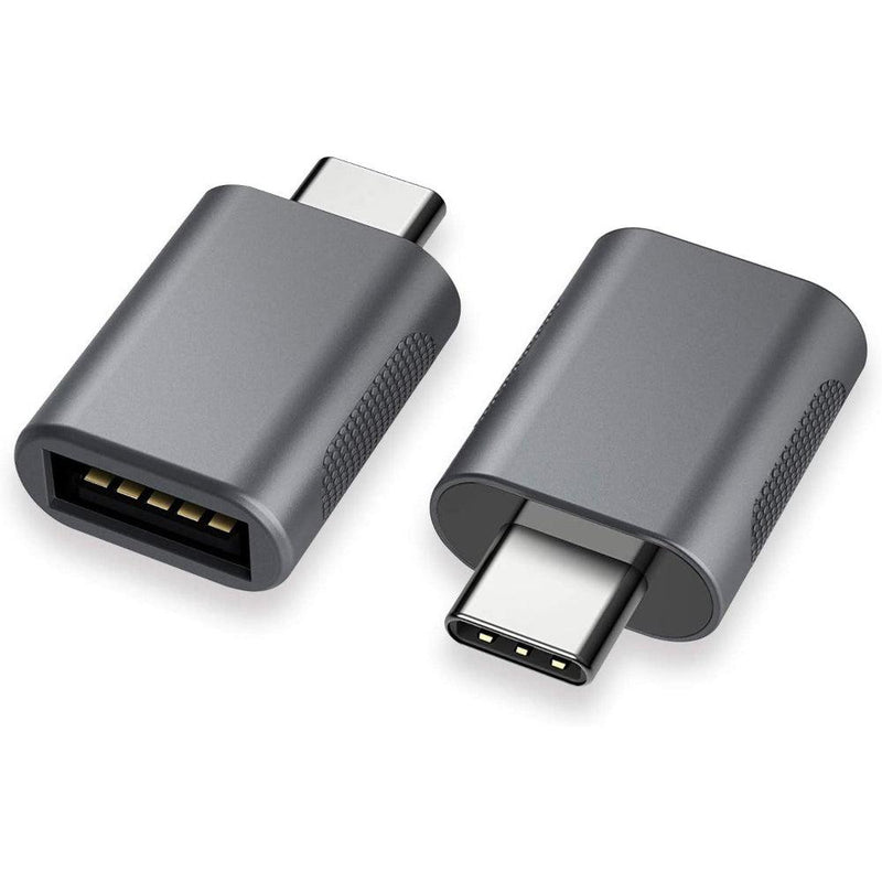 NÖRDIC USB-A 3.1 OTG female to USB C male adapter data sync and charge Aluminum Space Grey