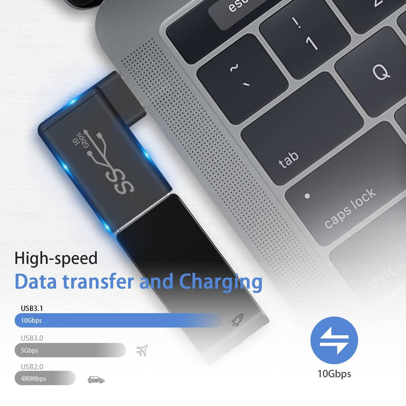 NÖRDIC USB-A 3.1 OTG female to USB C male angled adapter 5Gbps Aluminum sync and charging OTG USB-C adapter