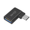 NÖRDIC USB-A 3.1 OTG female to USB C male angled adapter 5Gbps Aluminum sync and charging OTG USB-C adapter