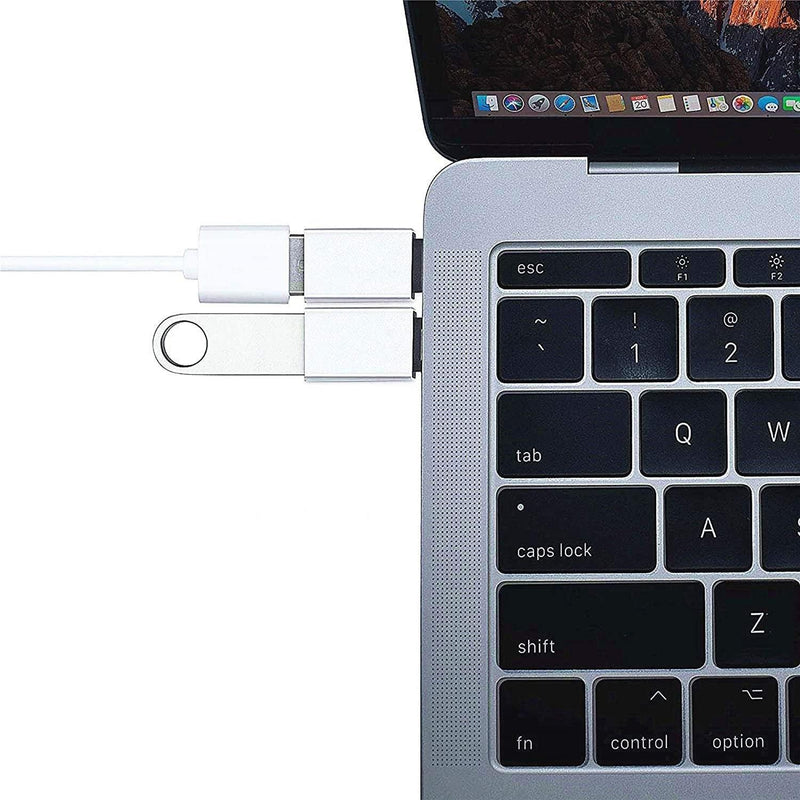 NÖRDIC USB-A 3.1 OTG hona till USB C hane adapter aluminium silver OTG USB-C adapter synk och laddning