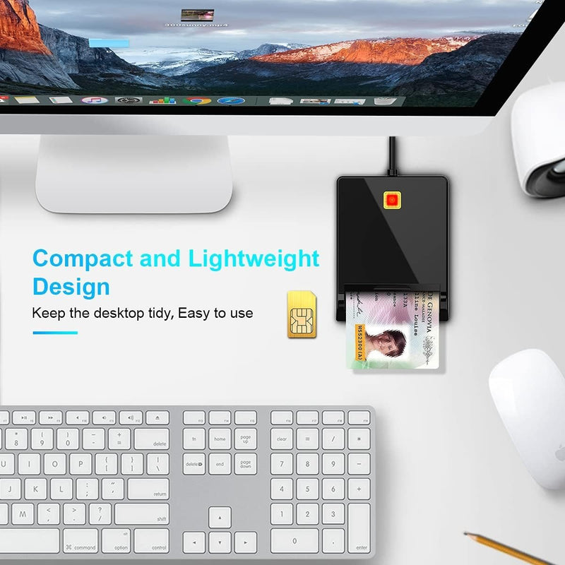 NÖRDIC USB-A Smart- och SIM-kortläsare ISO7816 ID kort EMV Kredit kort