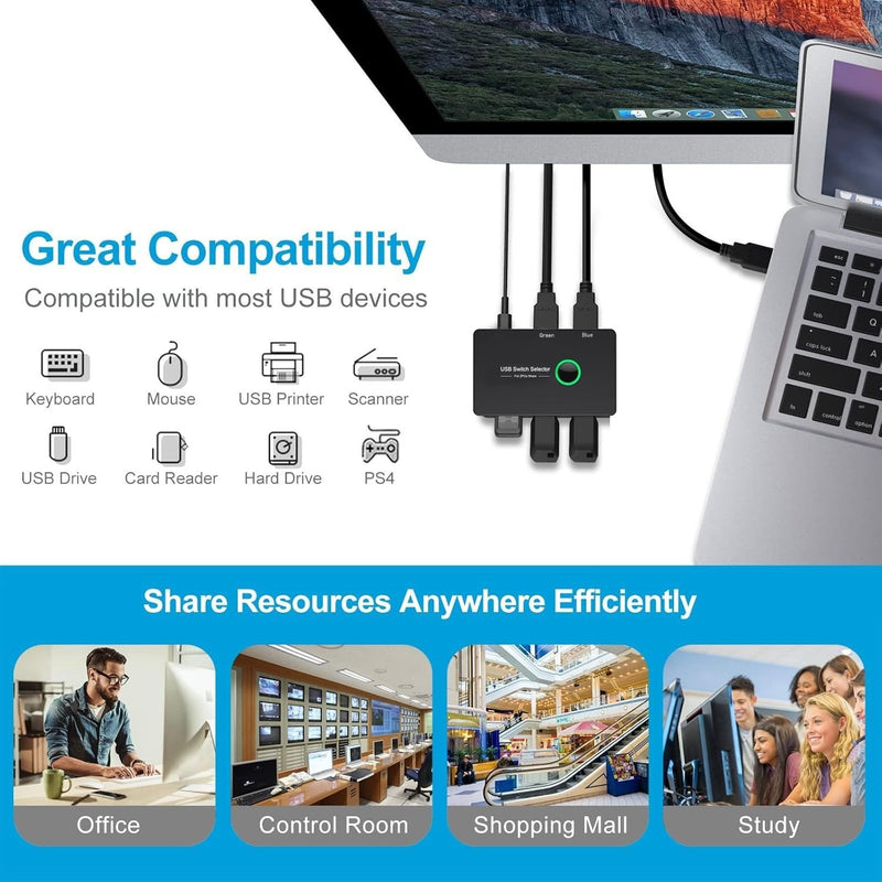 NÖRDIC USB-A Switch 2 computers to 4 USB-A 3.1 5Gbps
