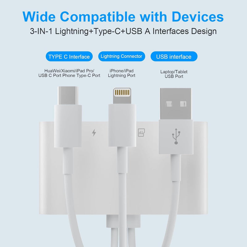 NÖRDIC USB-A, USB-C, Lightning Card reader 2 Slot SD, MicroSD 1xUSB-A, 1xAUX, 1xLightning charging UHS-I