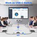 NÖRDIC USB-C 2 to 1 Switch & 1 to 2 Splitter, 8K/60Hz 4K/144Hz 100WPD 10Gbps Data+Video+PD