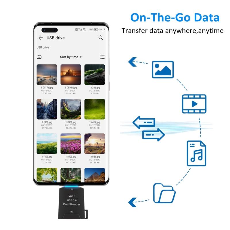 NÖRDIC USB-C 3.0 Kortläsare MicroSD UHS-I