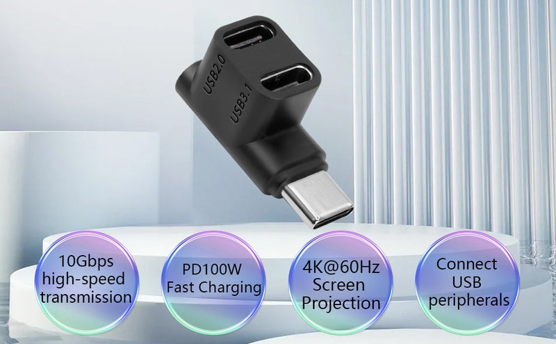 NÖRDIC USB-C 3.0 Male to Female Adapter for Data and Charging 10Gbps