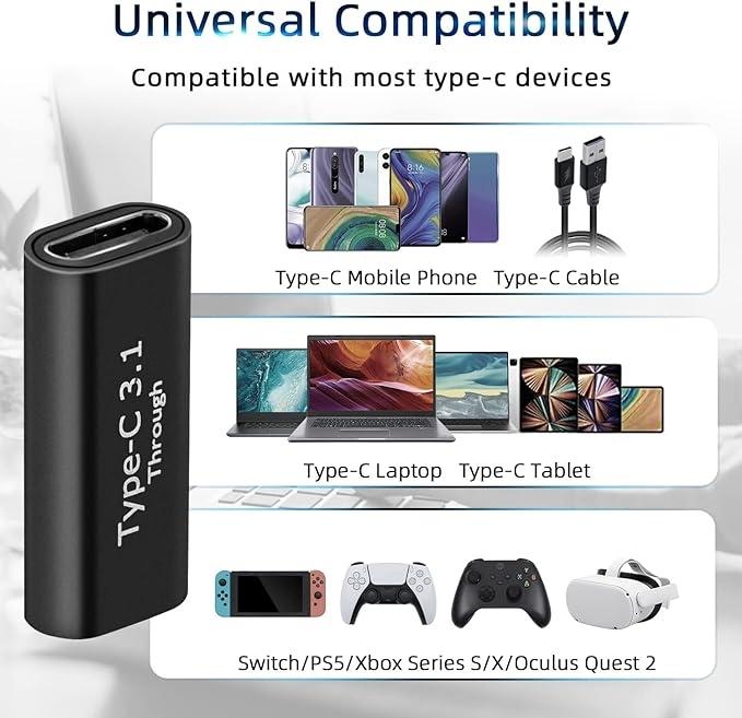 NÖRDIC USB C 3.1 Gender Changer female to female USB Type C 3.1 adapter