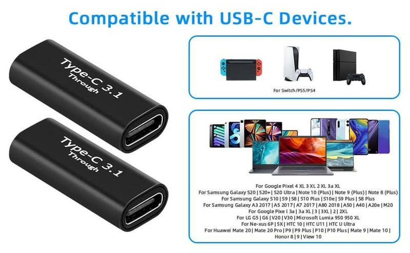 NÖRDIC USB C 3.1 Gender Changer female to female USB Type C 3.1 adapter