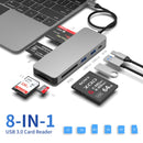 NÖRDIC USB-C Card Reader 5 Slot CF3.0 SD3.0, MicroSD3.0, MS3.0, XQD3.0, 2xUSB-A 3.0, 1xUSB-C 15W