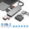 NÖRDIC USB-C Card Reader 5 Slot CF3.0 SD3.0, MicroSD3.0, MS3.0, XQD3.0, 2xUSB-A 3.0, 1xUSB-C 15W