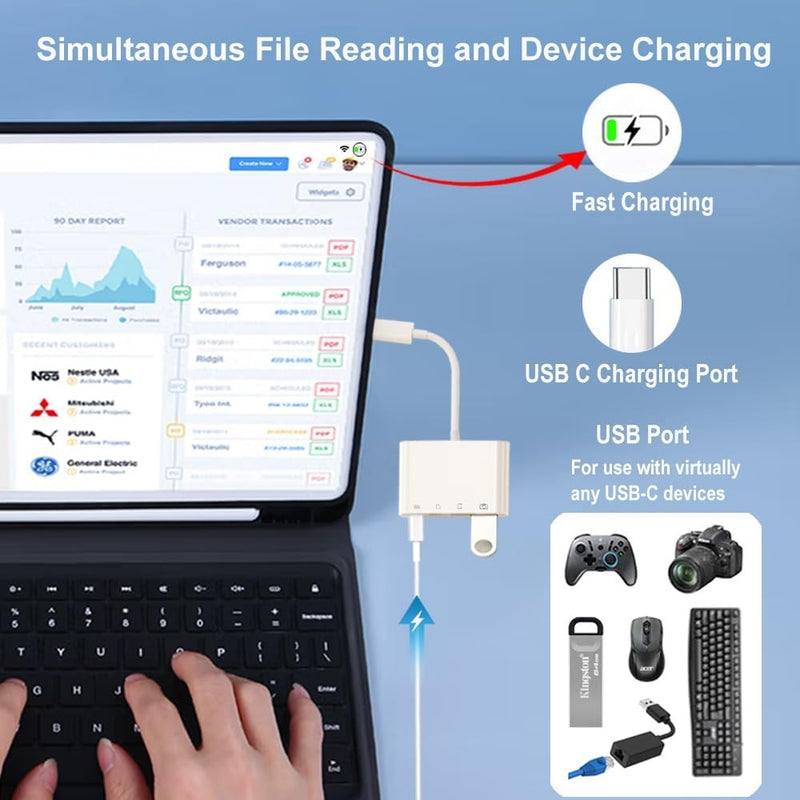 NÖRDIC USB-C Card Reader 2 Slot SD, MicroSD 1xUSB-A 1xUSB-C UHS-I