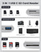NÖRDIC USB-C Card Reader 2 Slot SD, MicroSD, 1xUSB-A 3.0 UHS-I
