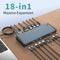 NÖRDIC USB-C Docking Station 1 to 18 upp to four display 3xUSB 10G 2xUSB 5G 1xGigaLAN