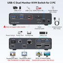 NÖRDIC USB-C Docking Station with KVM Switch 2 PCs 2 Monitors 4K120Hz DP Gigabit Ethernet, Card Reader, 4xUSB-A and USB-C