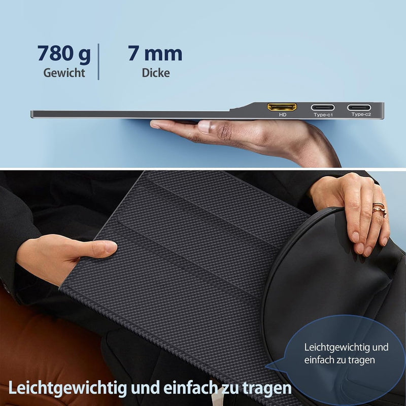 NÖRDIC USB-C & HDMI Portable LCD monitor 15.6" 1920x1080p 60Hz