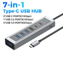 NÖRDIC USB-C Hub 2xUSB-C 10G, 1xUSB-A 10G, 4xUSB-A 5G, 60cm Cable