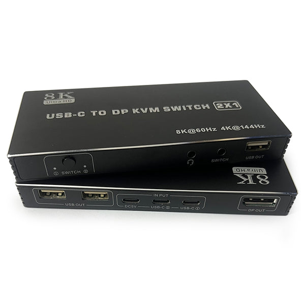 NÖRDIC USB-C KVM Switch 2 to 1 DP 8K60Hz 4K144Hz 3xUSB 1x3.5mm