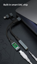 NÖRDIC USB-C+Lightning to Audio 3.5mm PD60W USB-C 15cm