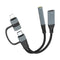 NÖRDIC USB-C+Lightning to Audio 3.5mm PD60W USB-C 15cm