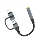 NÖRDIC USB-C/Lightning to Stereo 3.5mm Adapter 15 cm
