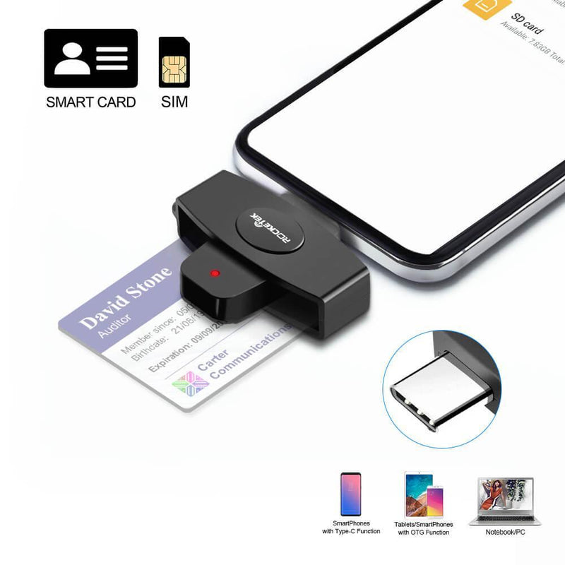 NÖRDIC USB-C Smartkort- och SIMkortläsare ISO7816 IDkort EMV Creditkort