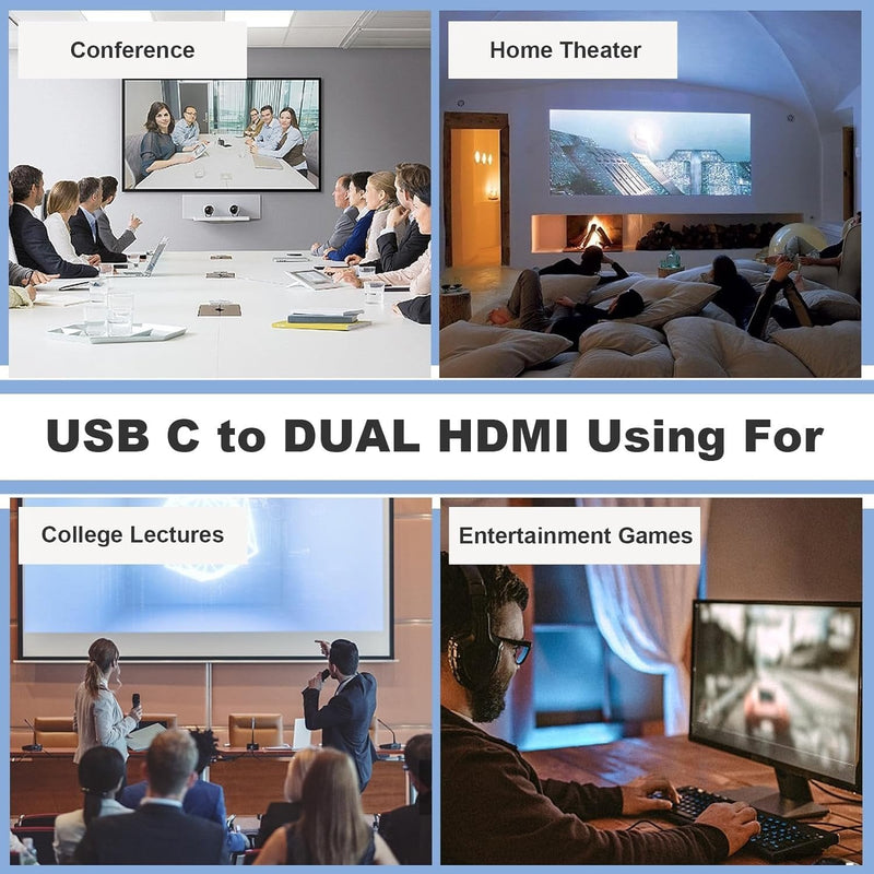 NÖRDIC USB-C adapter to dual HDMI displays, 4K 60Hz, Windows, MacOS, Android