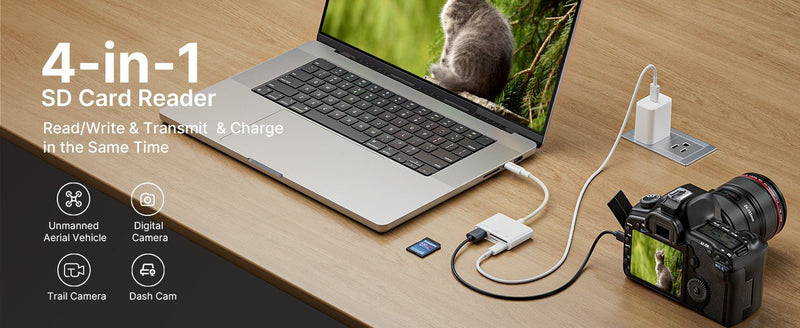 NÖRDIC USB-C Kortläsare 2 Slot SD, MicroSD 1xUSB-A 1xUSB-C UHS-I