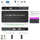NÖRDIC HDMI 2.1 8K60Hz KVM switch 2 to 1 HDCP2.3 HDR10 with 4xUSB-A output