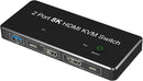 NÖRDIC HDMI 2.1 8K60Hz KVM switch 2 to 1 HDCP2.3 HDR10 with 4xUSB-A output