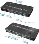 NÖRDIC HDMI 2.1 8K60Hz KVM switch 2 to 1 HDCP2.3 HDR10 with 4xUSB-A output