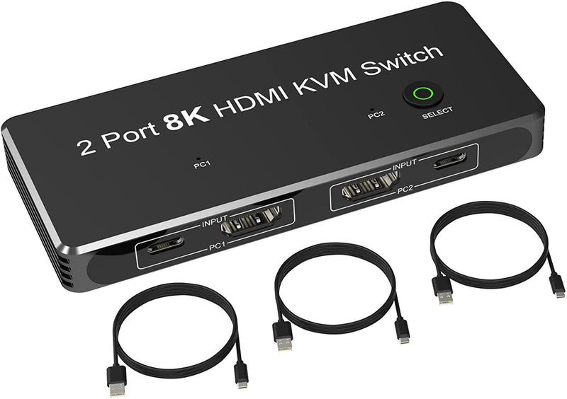 NÖRDIC HDMI 2.1 8K60Hz KVM switch 2 to 1 HDCP2.3 HDR10 with 4xUSB-A output