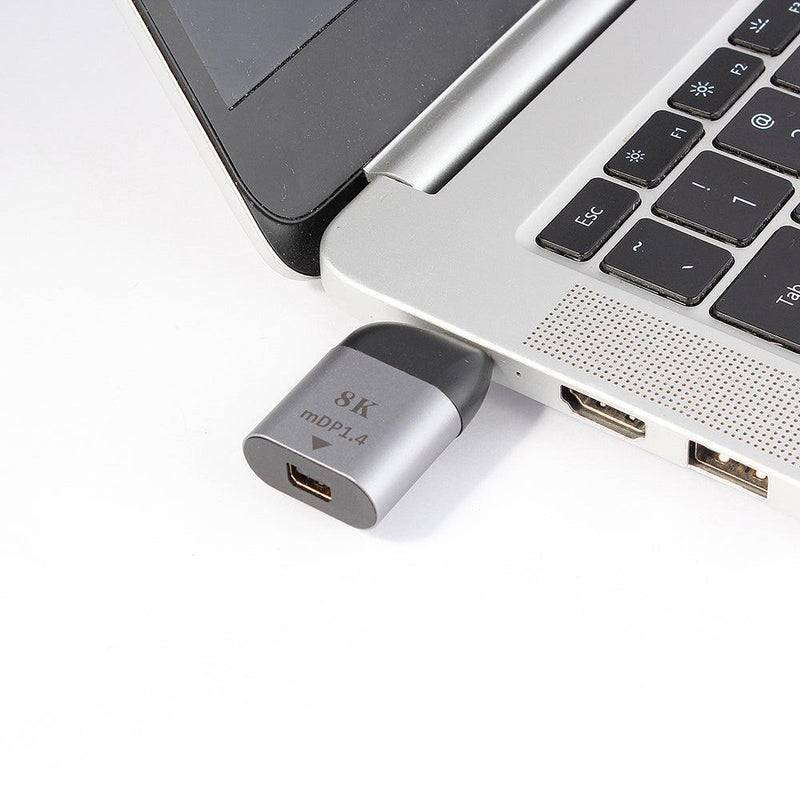 NÖRDIC USB C to Mini Displayport adapter 8K at 60Hz Support for 3D and HDCP 1.4 and 2.2 10cm Aluminum Space Grey