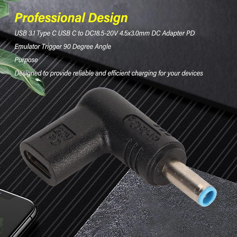 NÖRDIC USB-C to DC 4.5x3.0mm adapter 100W 12-20V for HP laptops