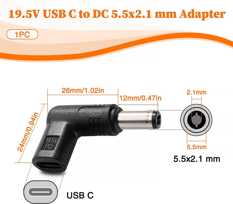 NÖRDIC USB-C to DC 5.5x2.1mm adapter 12-19,5V