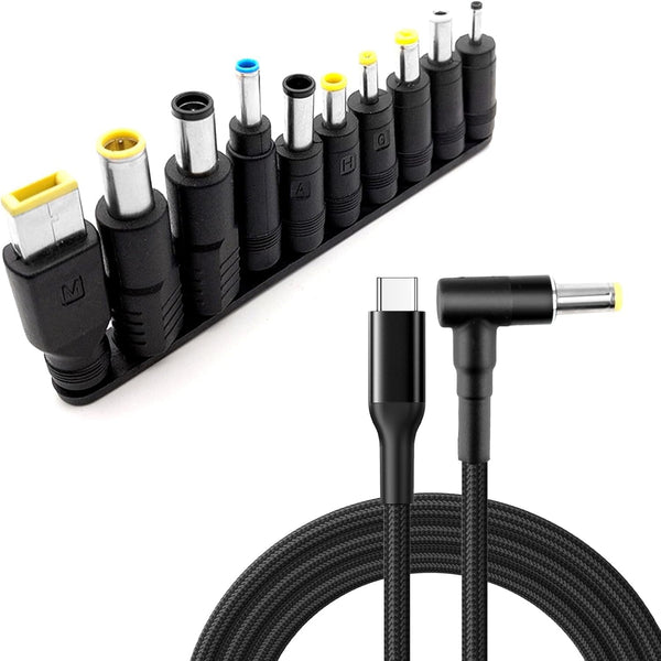 NÖRDIC USB‑C to DC‑power cable with 10 adapters 1.8m