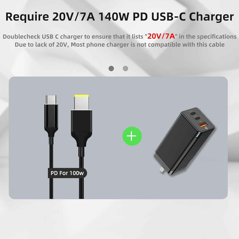NÖRDIC USB-C to Lenovo Yellow Square cable 135W 2m