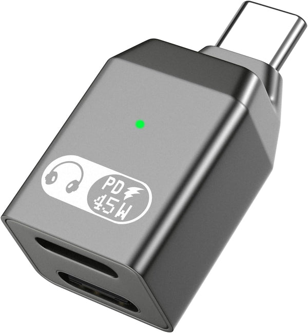 NÖRDIC USB-C to Lightning + USB-C Adapter for Audio and Fast Charging 45W