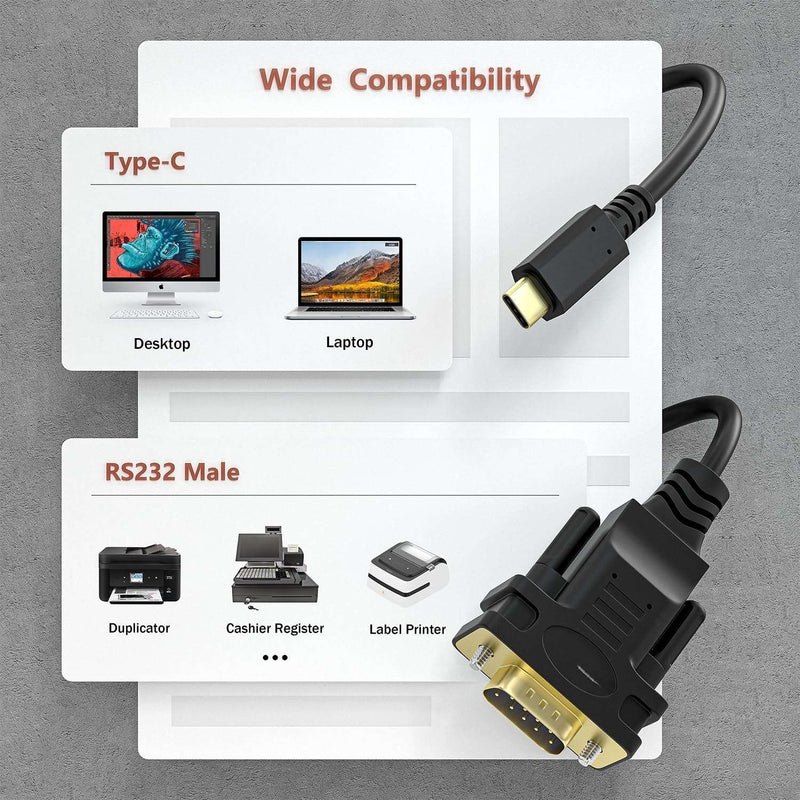 NÖRDIC USB-C to Serial DB9 RS232 1.8m