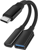 NÖRDIC USB-C to USB-A and USB-C PD60W Charging Adapter 13 cm