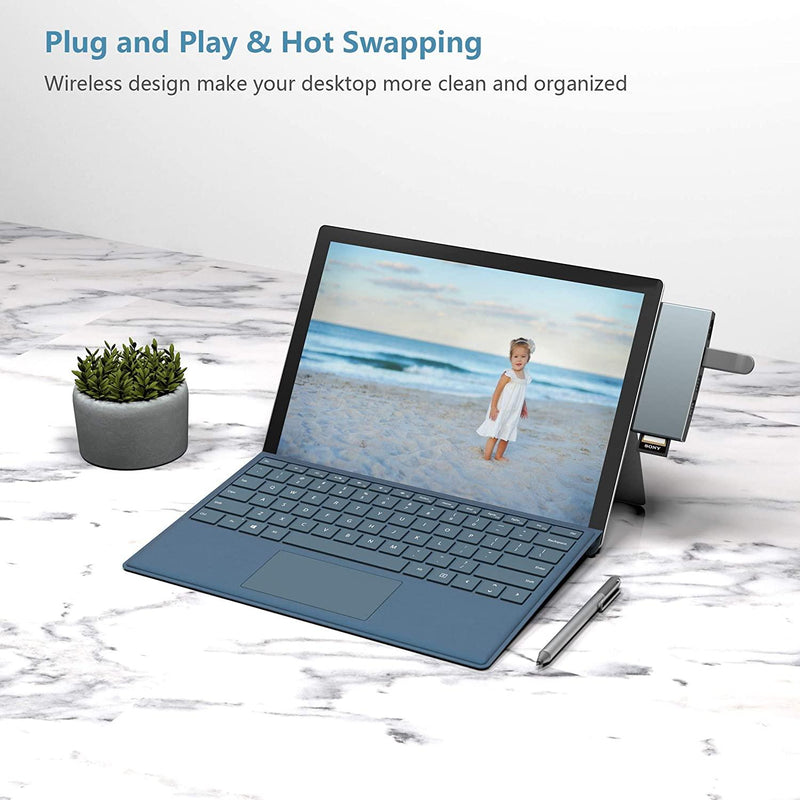 NÖRDIC USB docking station for MicroSoft Surface 1xHDMI4k30Hz 3xUSB-A 5Gbps and 1xTF and 1xSD
