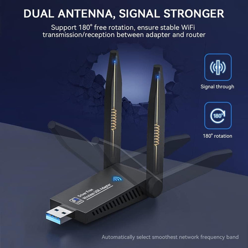 NÖRDIC WIFI6 Bluetooth 5.0 Wireless USB3.0 Adapter Dual Band 2.4/5.8Ghz 1300Mbps