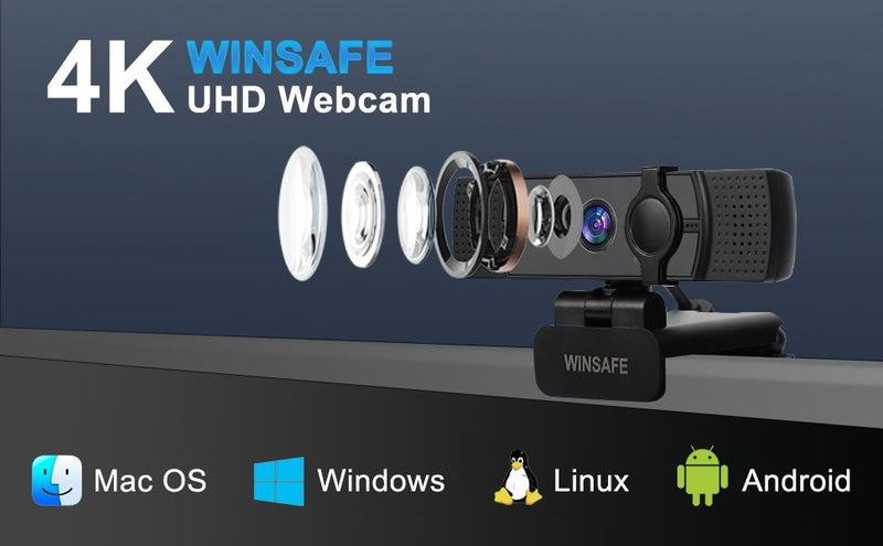 NÖRDIC webcam UHD 4K 30fps 1080p 60fps 4MP Autofocus, Light correction