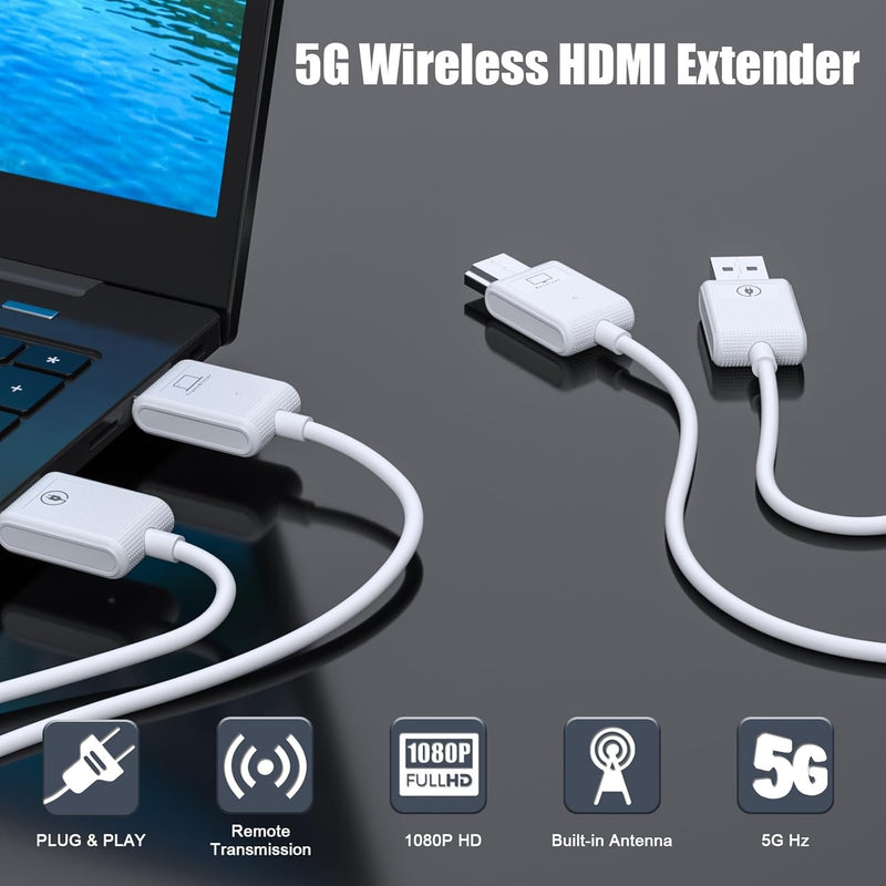 NÖRDIC Wireless HDMI Extender Transmitter and Receiver Kit, 30m 1080p Support 5GHz