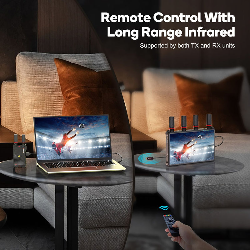NÖRDIC Wireless Portable 7" Screen, Video Transmitter and Receiver, 2.4G/5.0G, 4k HDMI INPUT / 1080p OUTPUT, 400m