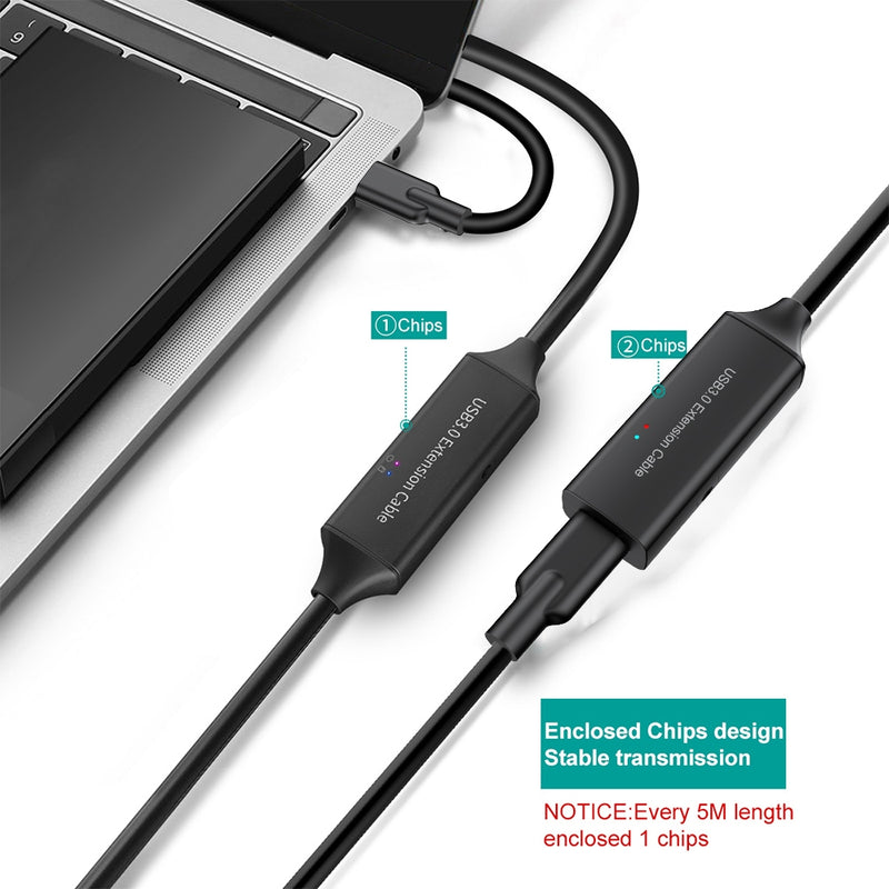 NÖRDIC active 10m USB-C 3.0  SuperSpeed 5Gbps Extension cable male to female